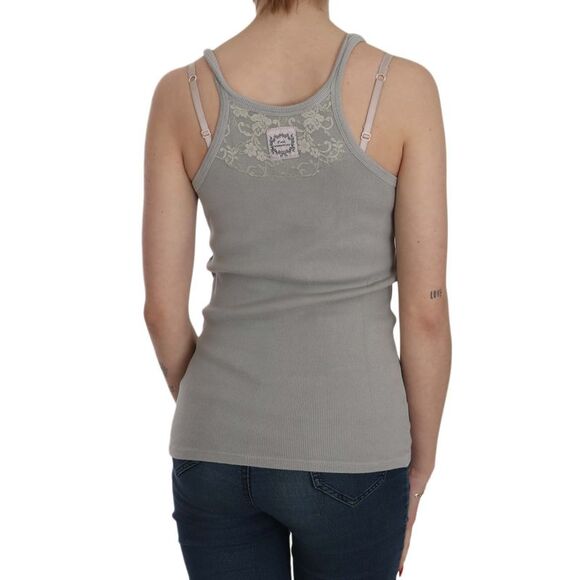 PINK MEMORIES Ribbed Tank Top Sleeveless Casual Top Women Gray Tops & T-Shirts - Picture 4 of 5